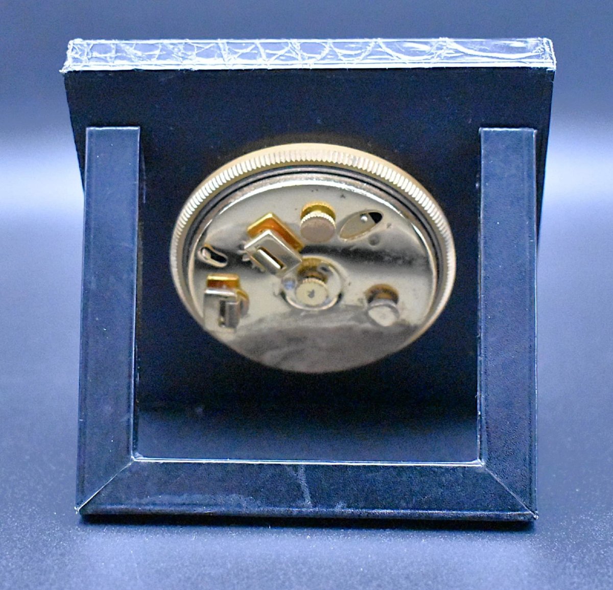 Réveil de voyage vintage Luxor suisse avec étui effet crocodile-photo-4