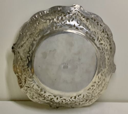 Grand panier à pain/bol en argent massif ajouré, poli antique.-photo-5