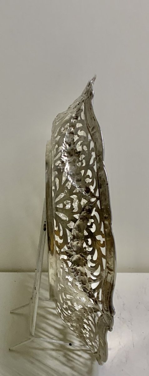 Grand panier à pain/bol en argent massif ajouré, poli antique.-photo-8