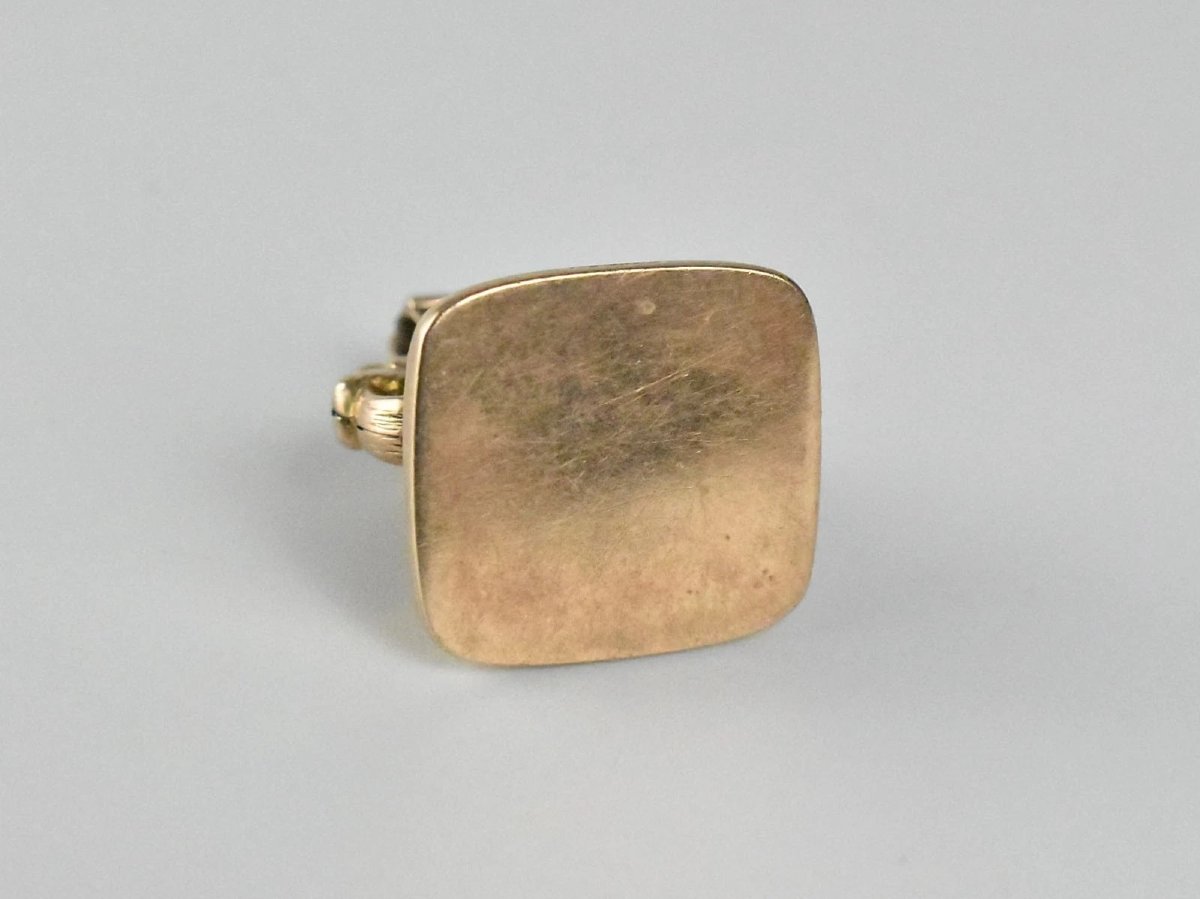 Chaîne trombone Albert ancienne victorienne en or rose 9 carats avec barre en T et pendentif.-photo-5