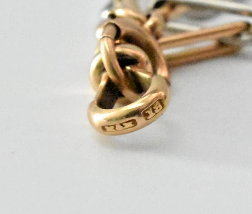 Collier chaîne Albert bicolore en or 18 carats et platine, à maillons trombone, 31 g-photo-3