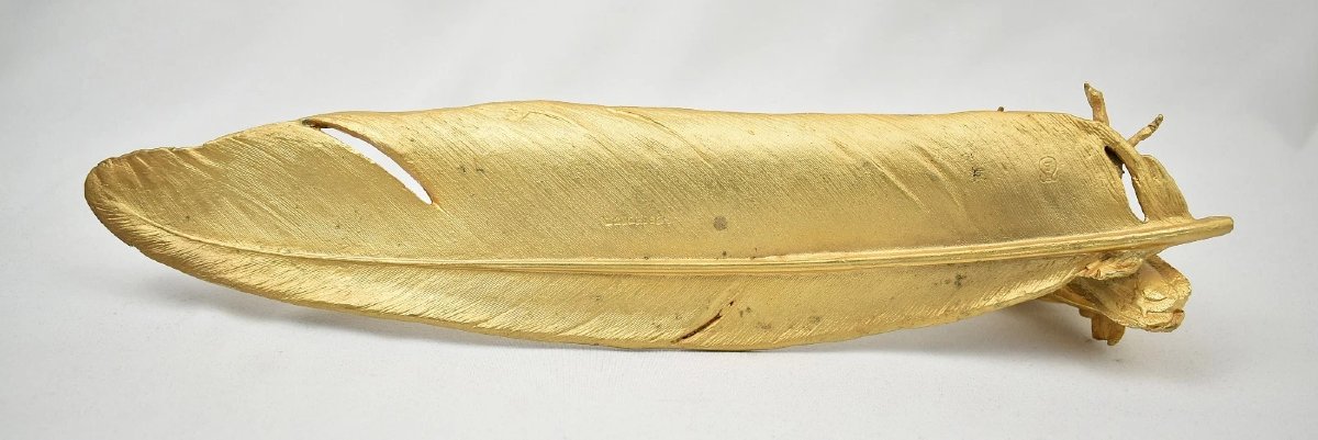 Encrier Encrier Chouette En Bronze Doré Autrichien Signé Bergmann Geschützt-photo-7