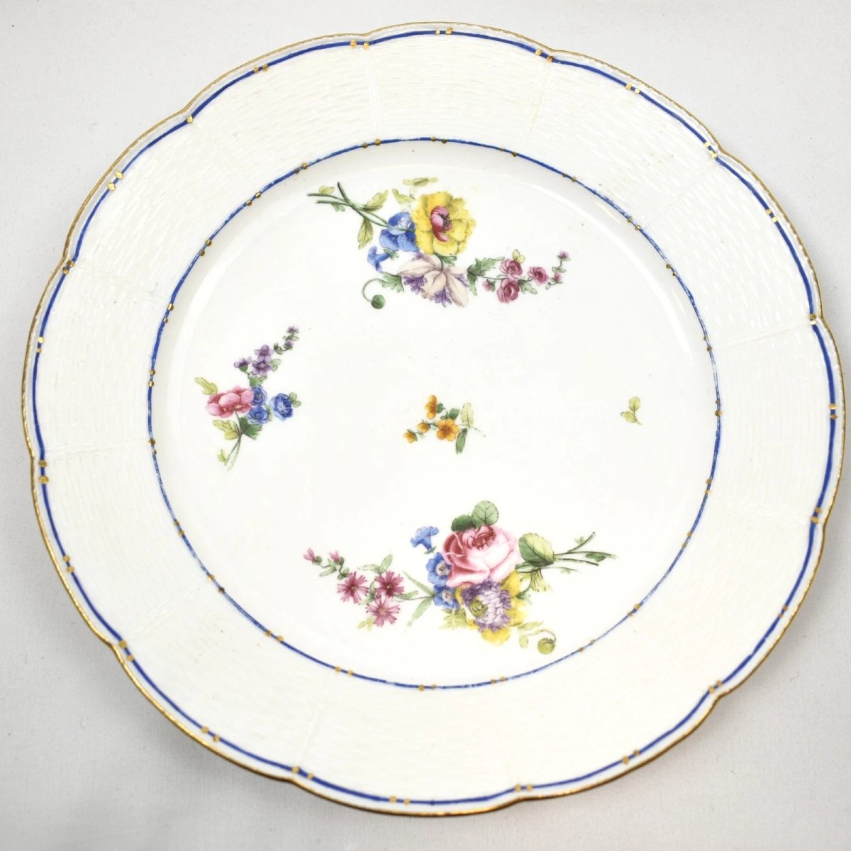 Set Of Seven 18th Century French Sevres Porcelain Plates Floral Circa 1751-175-photo-2