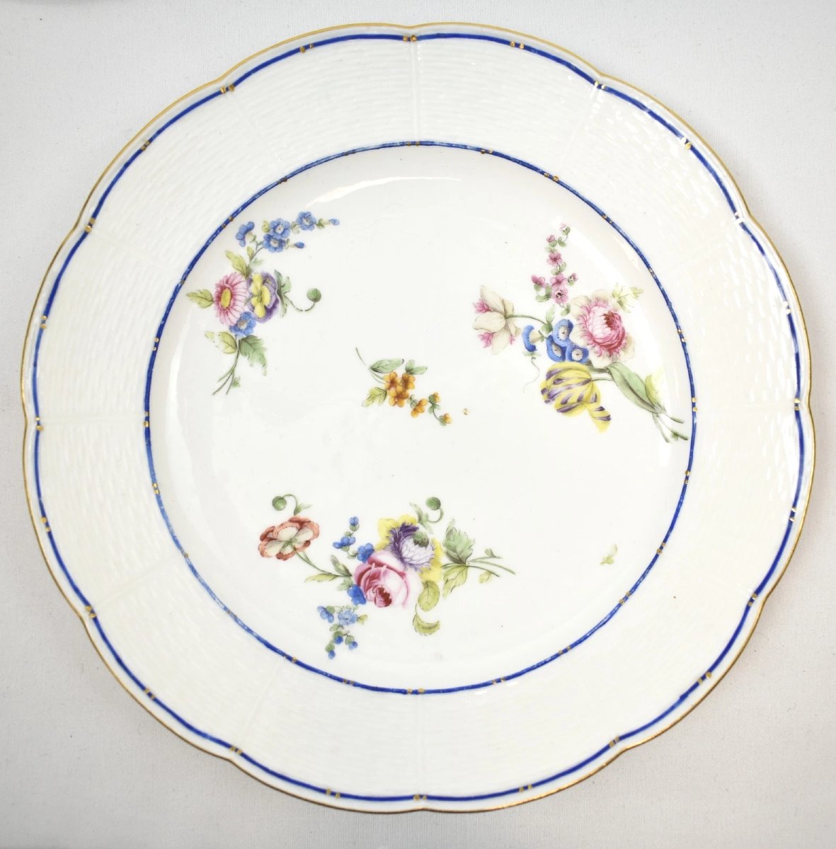 Set Of Seven 18th Century French Sevres Porcelain Plates Floral Circa 1751-175-photo-3