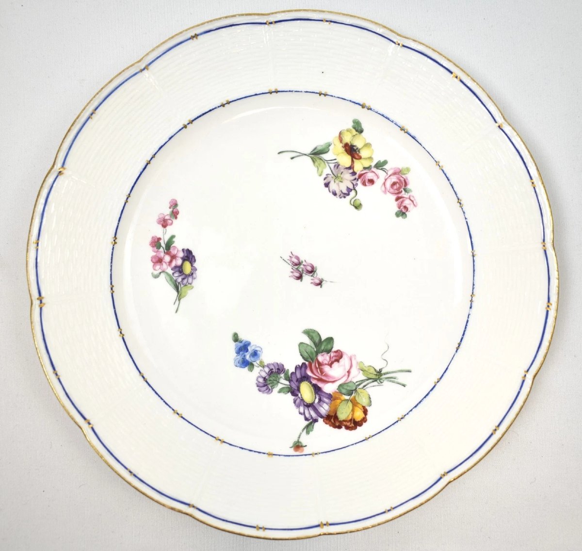 Set Of Seven 18th Century French Sevres Porcelain Plates Floral Circa 1751-175-photo-4