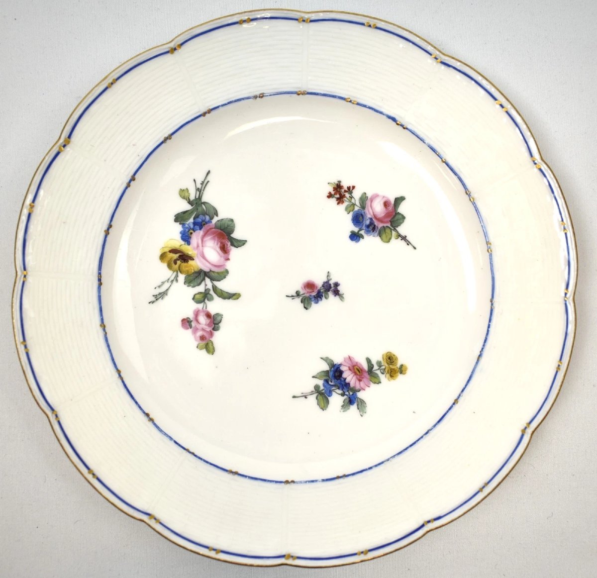 Set Of Seven 18th Century French Sevres Porcelain Plates Floral Circa 1751-175-photo-1
