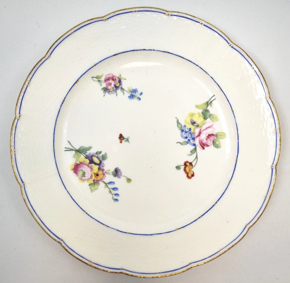 Set Of Seven 18th Century French Sevres Porcelain Plates Floral Circa 1751-175-photo-3