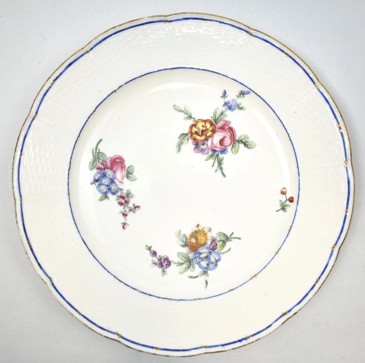 Set Of Seven 18th Century French Sevres Porcelain Plates Floral Circa 1751-175-photo-5