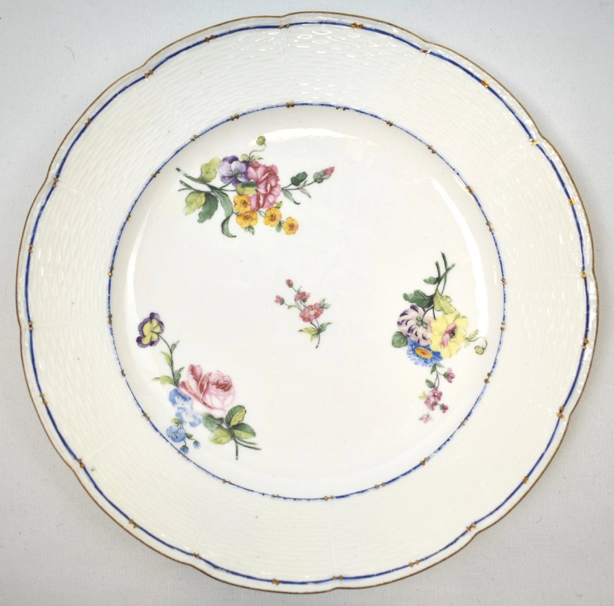 Set Of Seven 18th Century French Sevres Porcelain Plates Floral Circa 1751-175-photo-7