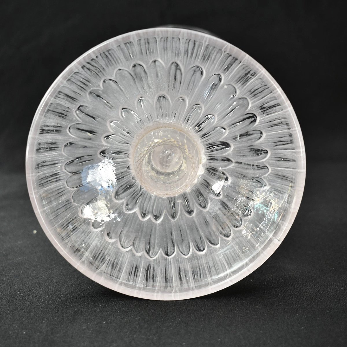 Pair Of R Lalique "marguerites" Candlesticks Clear Frosted Glass C1922-photo-1