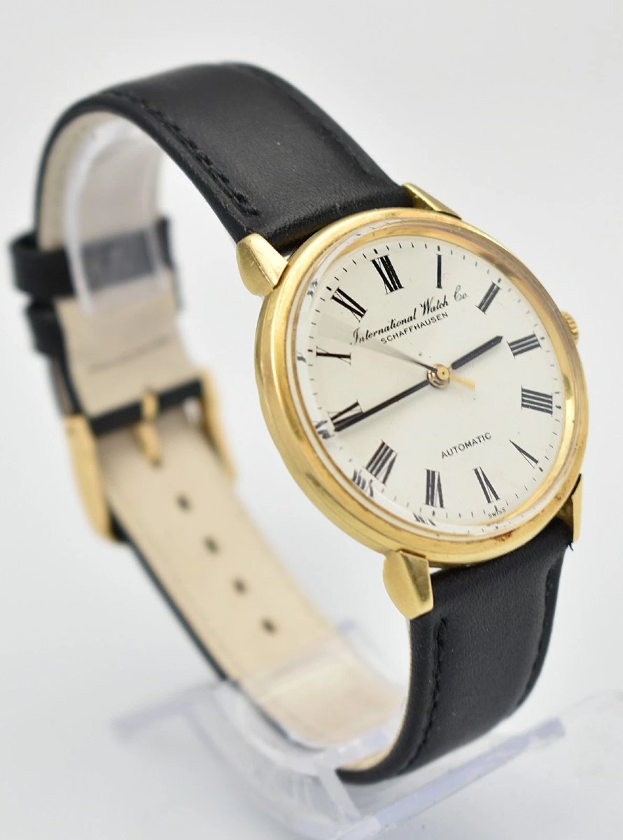 Montre IWC Schaffhausen automatique vintage en or 18 carats, chiffres romains, calibre 854/853-photo-2