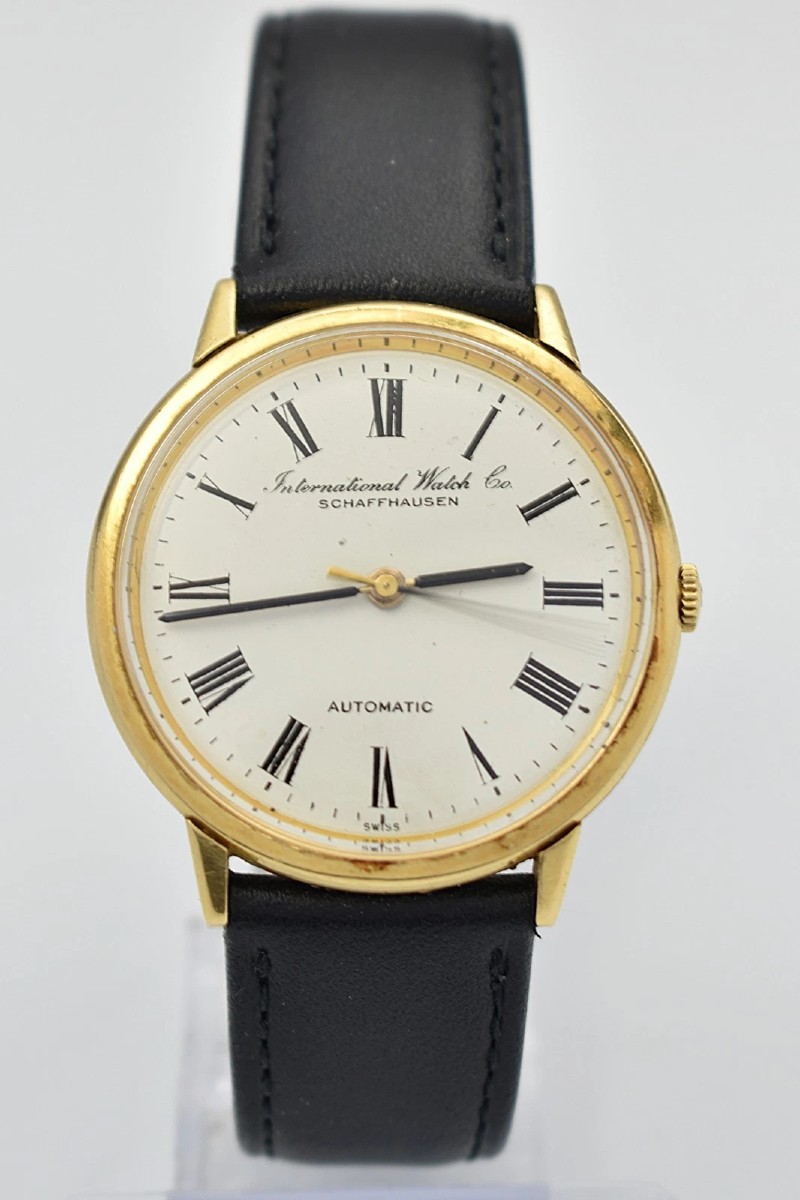 Montre IWC Schaffhausen automatique vintage en or 18 carats, chiffres romains, calibre 854/853