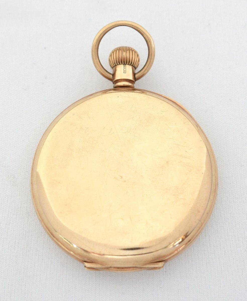 Montre de poche demi-hunter en or 9 carats, boîtier Eastern Watch Case Co, mouvement Criterion -photo-2