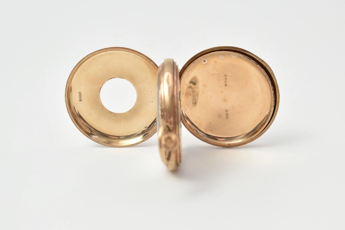 Montre de poche demi-hunter en or 9 carats, boîtier Eastern Watch Case Co, mouvement Criterion -photo-1