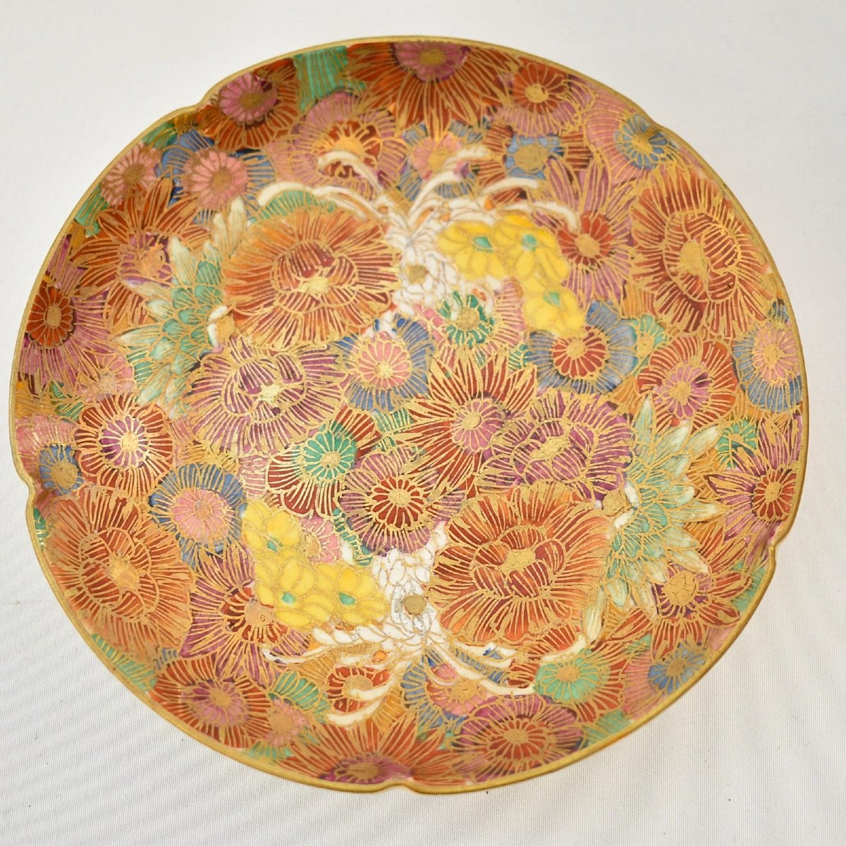 Bols et soucoupes antiques japonais en céramique Satsuma, décor « Mille fleurs », émaillés doré-photo-4