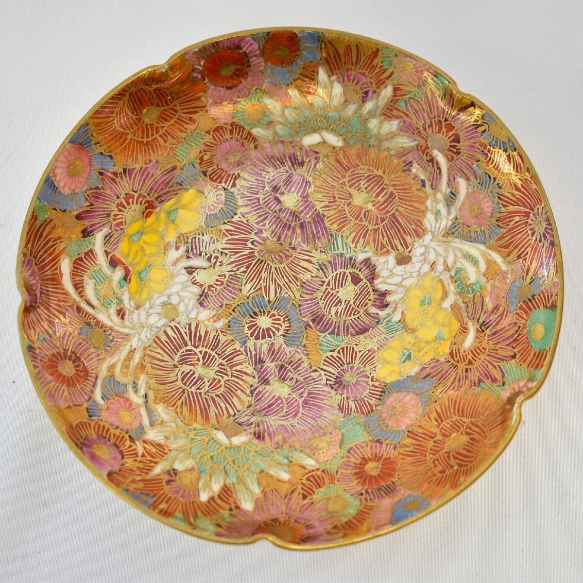 Bols et soucoupes antiques japonais en céramique Satsuma, décor « Mille fleurs », émaillés doré-photo-1