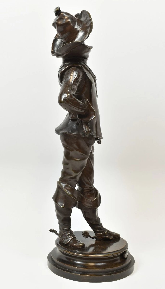 Antique French Edouard Drouot Bronze Statue Sculpture 'le Bretteur' Musketeer-photo-1