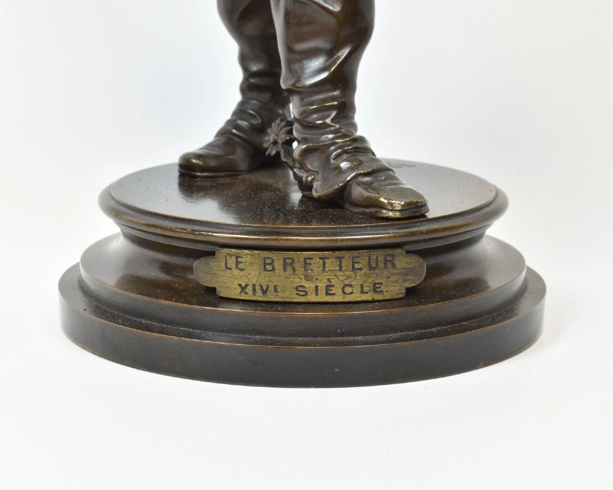 Antique French Edouard Drouot Bronze Statue Sculpture 'le Bretteur' Musketeer-photo-4