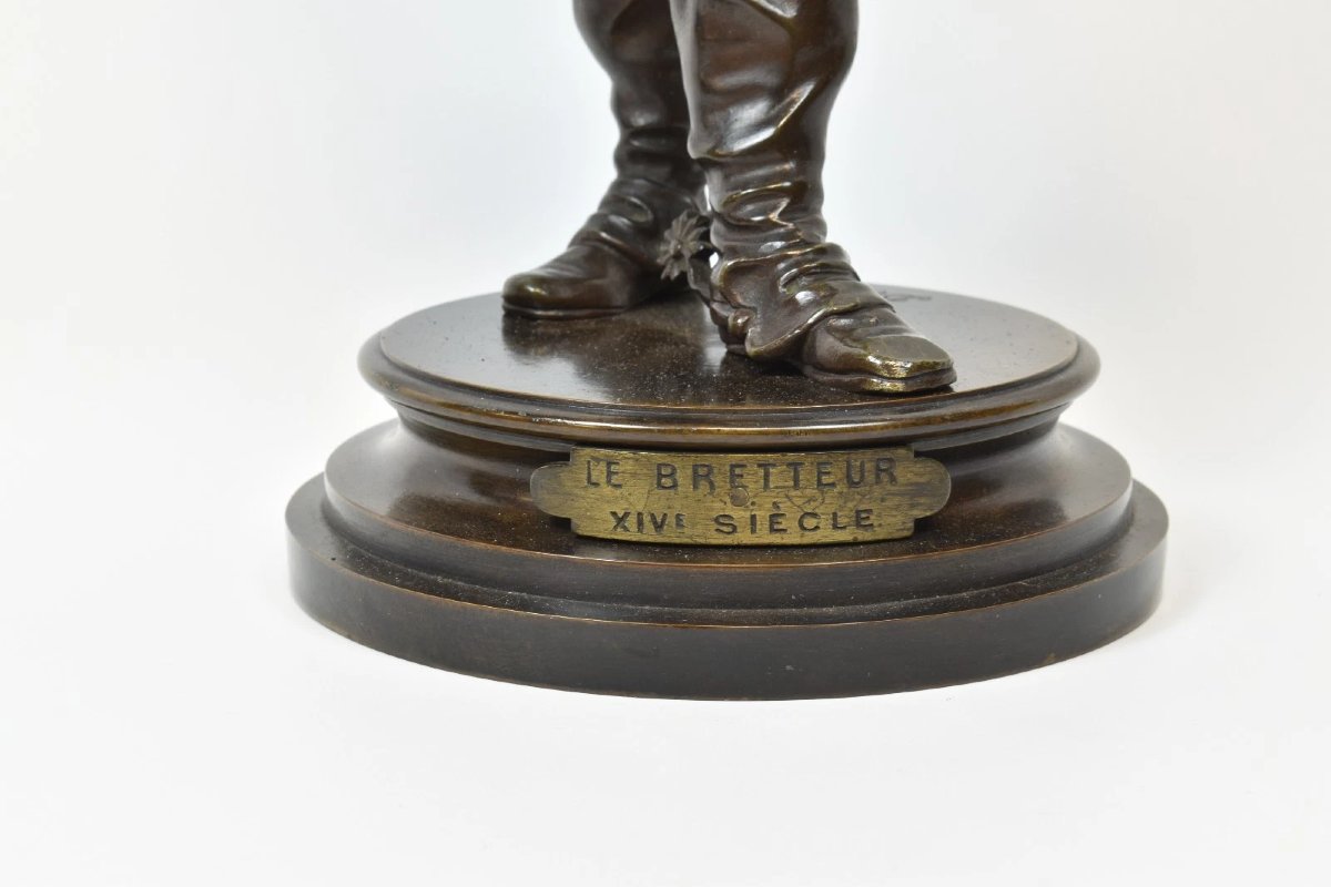 Antique French Edouard Drouot Bronze Statue Sculpture 'le Bretteur' Musketeer-photo-5