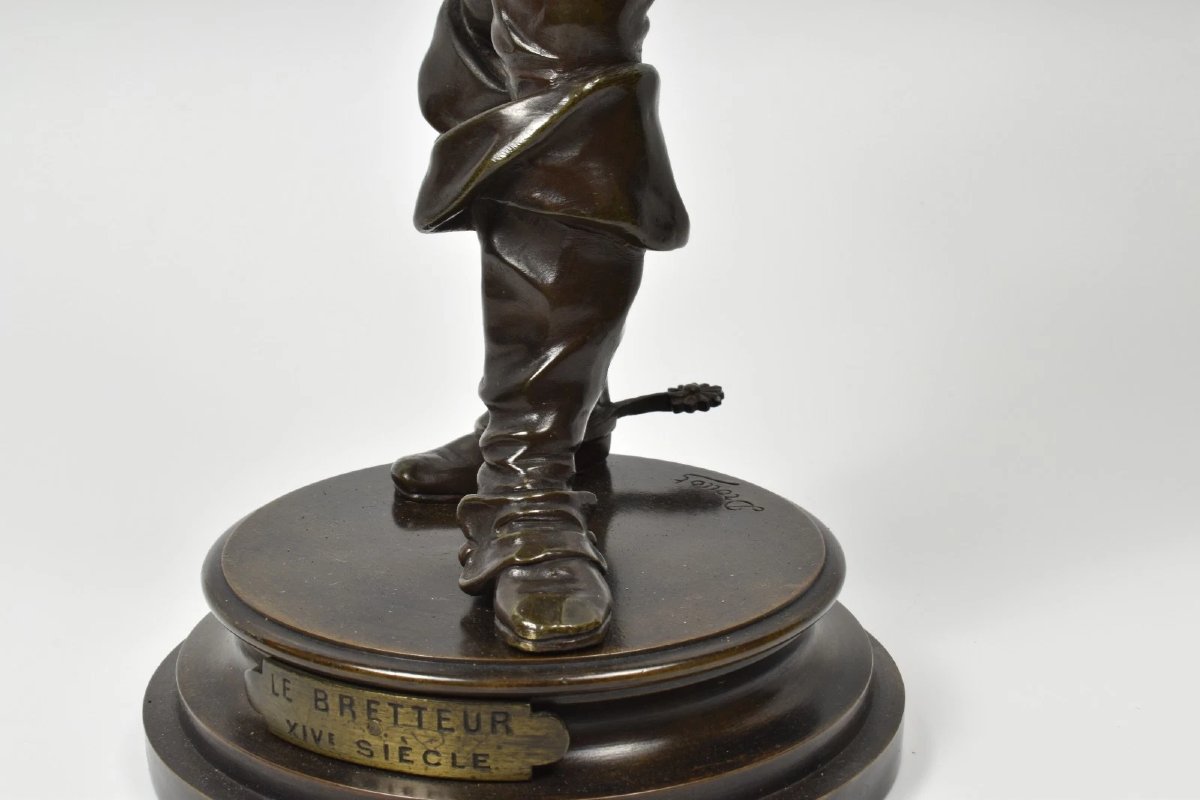 Antique French Edouard Drouot Bronze Statue Sculpture 'le Bretteur' Musketeer-photo-8