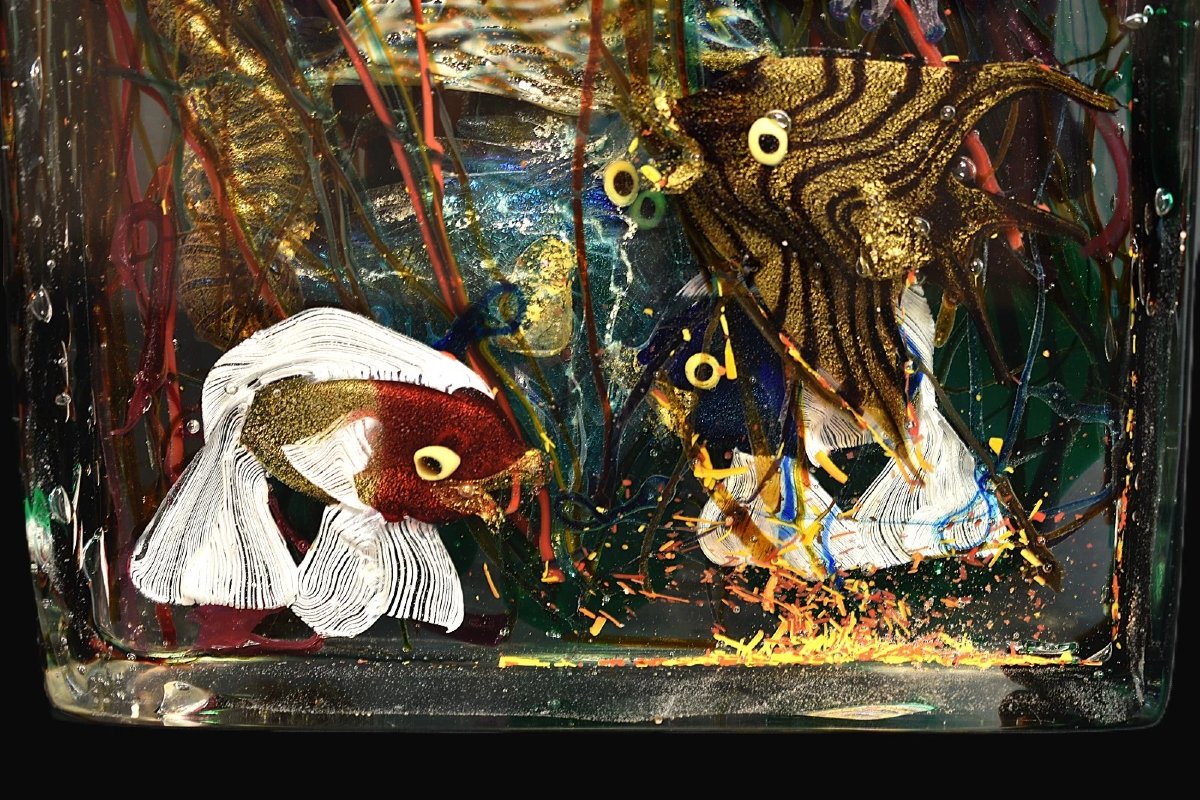 Grande sculpture d'aquarium en verre de Murano, Sommerso Gino Cenedese, vers 1960-photo-4