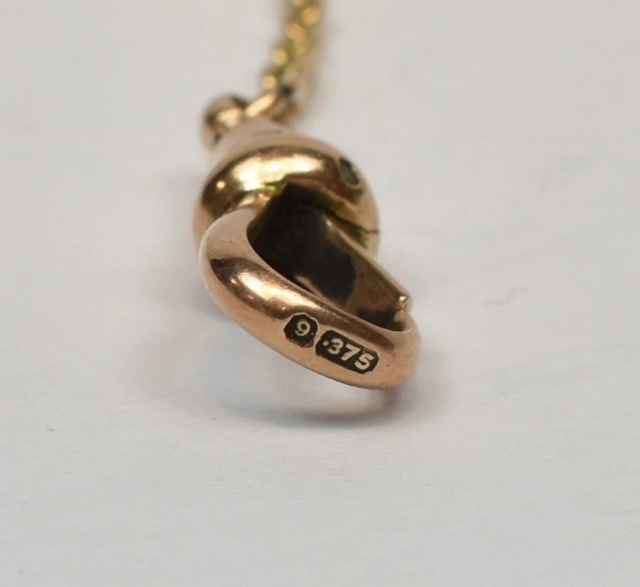 Victorian 9ct White & Rose Gold Dog Clip Swivel Clasp Necklace-photo-2