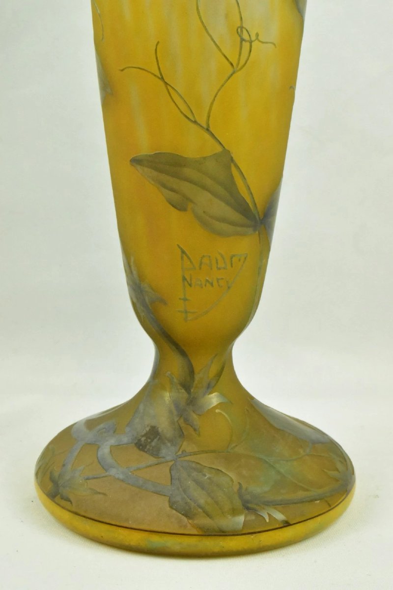 Large Daum Nancy Art Nouveau Cameo Glass Vase Sweet Pea Flowers C 1900-44cm Tall-photo-1