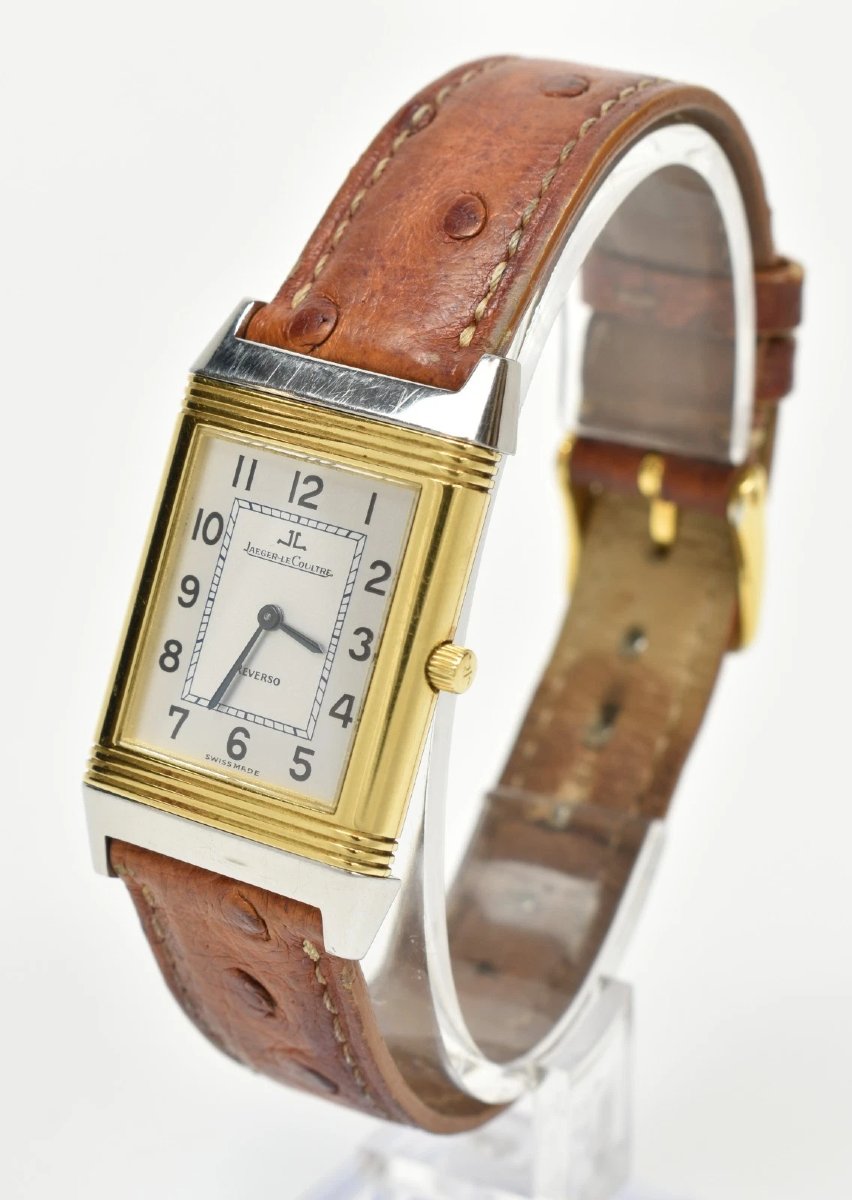 Montre Jaeger-LeCoultre Reverso Classique pour homme, en or 18 carats et acier, avec manuel-photo-4