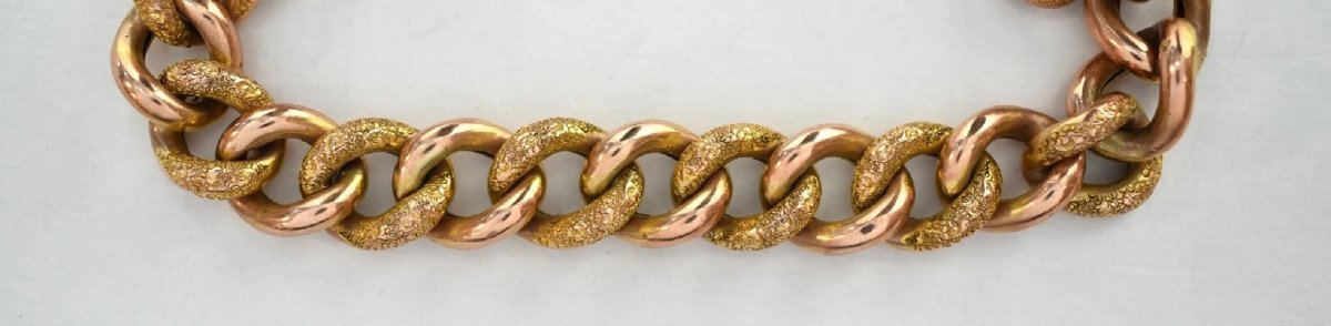 9ct Rose Gold Hollow Engraved Curb Bracelet Heart Padlock - 22.9g-photo-2