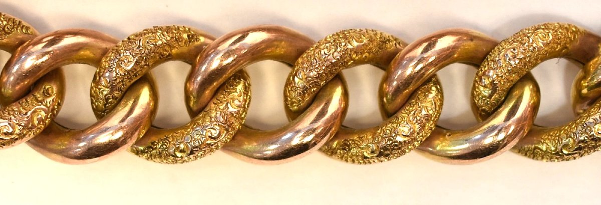 9ct Rose Gold Hollow Engraved Curb Bracelet Heart Padlock - 22.9g-photo-3