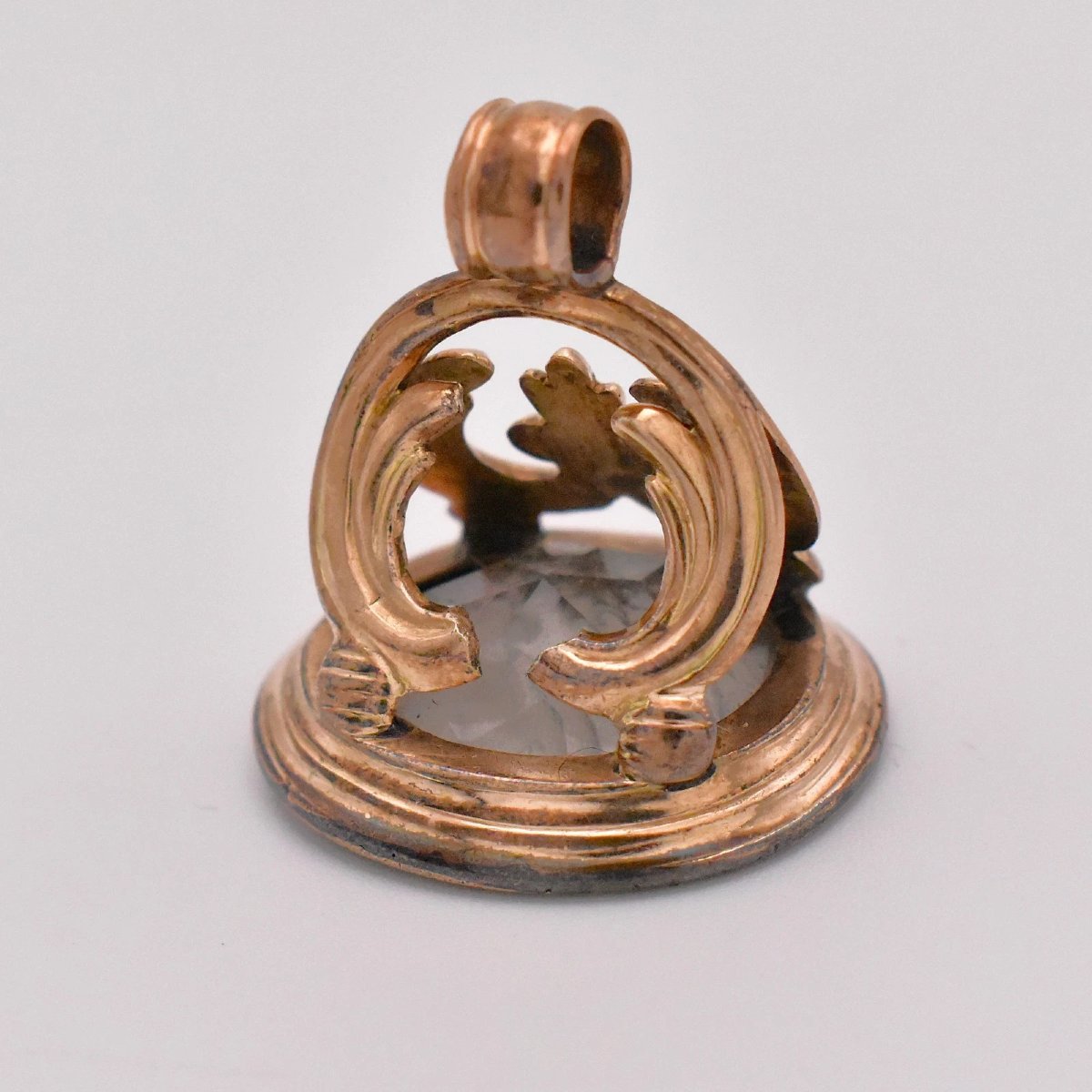 Bague ancienne géorgienne à sceau gravé William Shakespeare en cristal de roche-photo-2