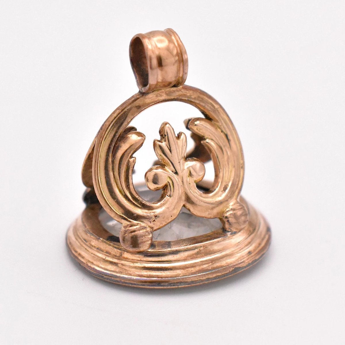 Bague ancienne géorgienne à sceau gravé William Shakespeare en cristal de roche-photo-4