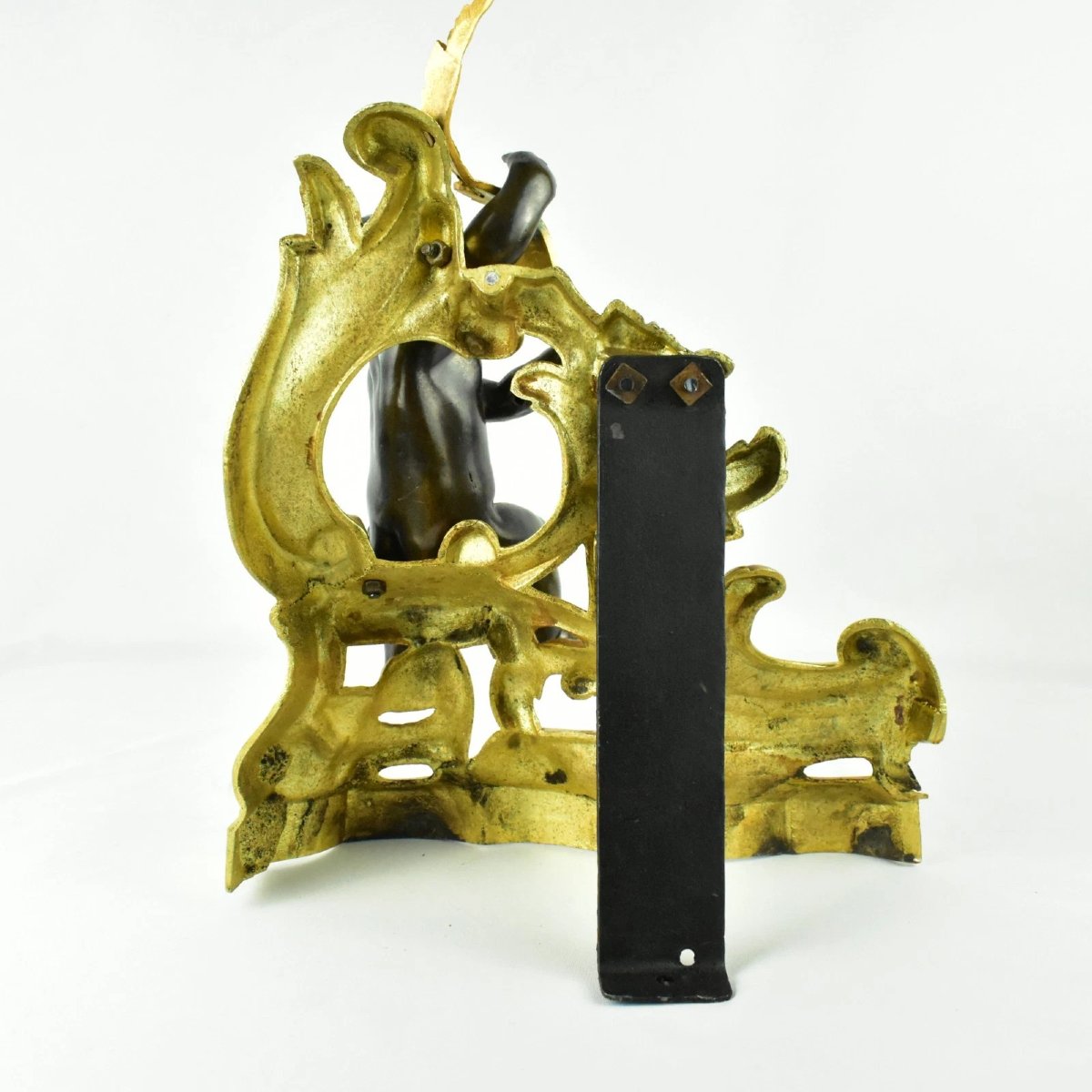Pair Of French 19th-century Louis XV-style Gilt And Patinated Bronze Chenets-photo-3