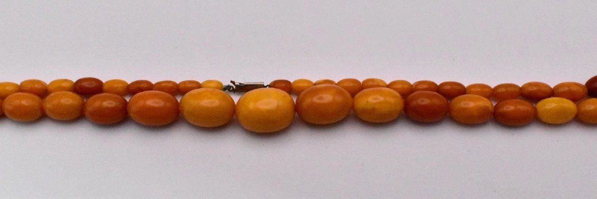 Antique Butterscotch Egg Yolk Natural Baltic Amber Graduated Bead Necklace-photo-1