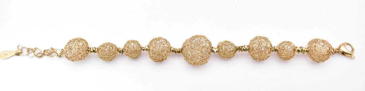 Orlando Orlandini Bracelet Arianna en or 18 carats avec sphère en fil italien 23 g-photo-4