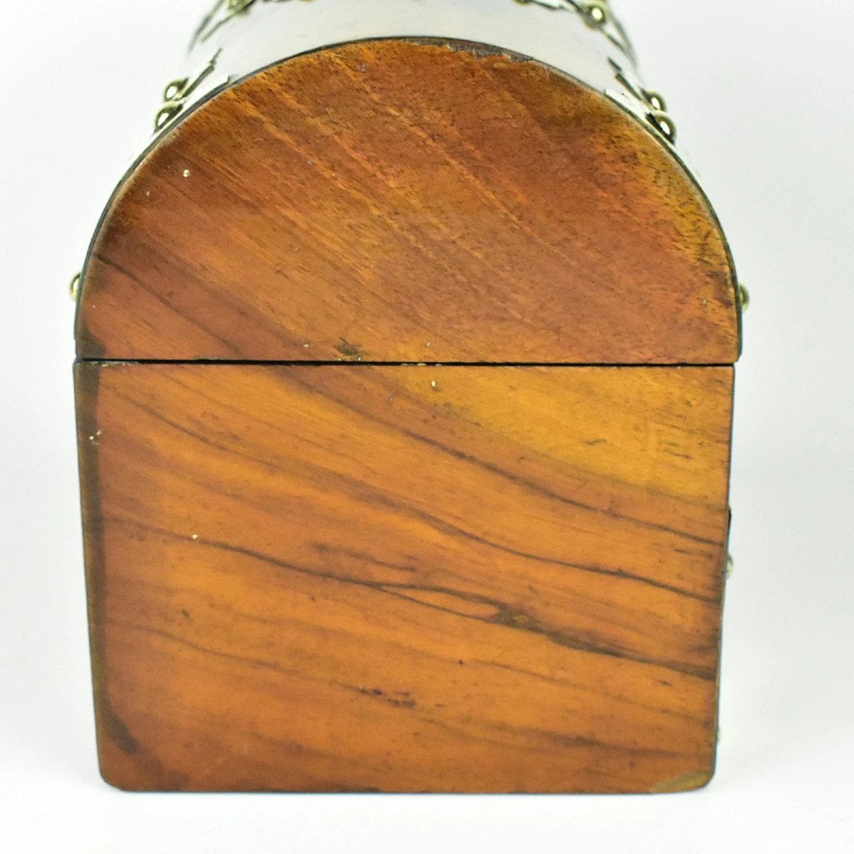 Antique Victorian Burr Walnut Brass Mounted Tea Caddy Box C1860-photo-4