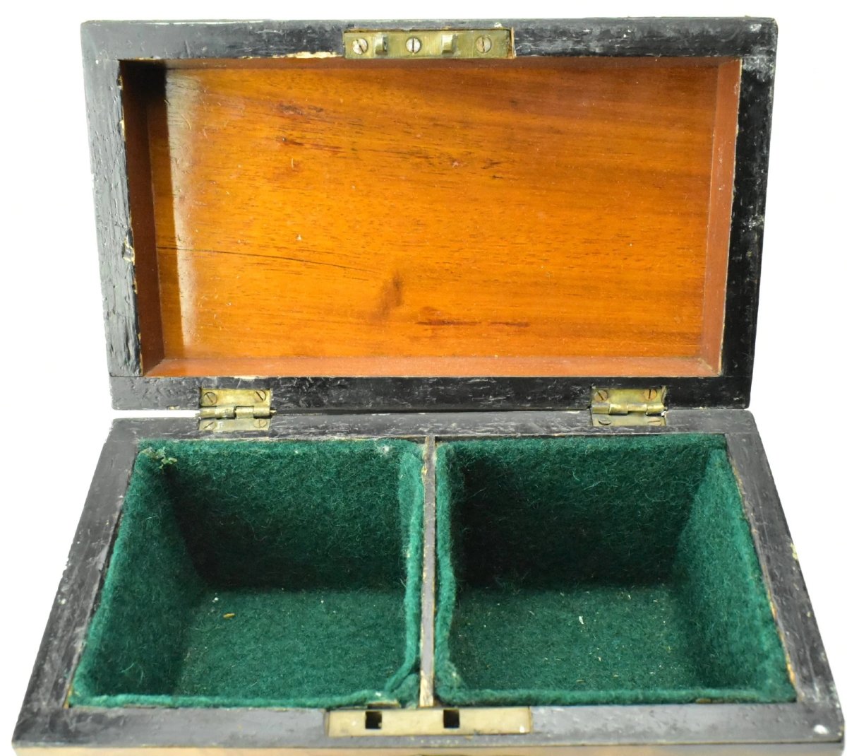 Antique Victorian Burr Walnut Brass Mounted Tea Caddy Box C1860-photo-2