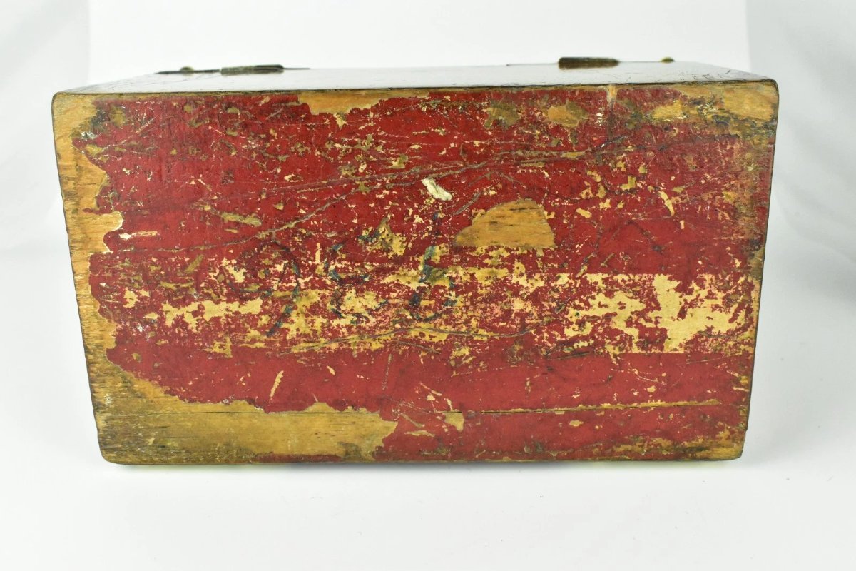 Antique Victorian Burr Walnut Brass Mounted Tea Caddy Box C1860-photo-8