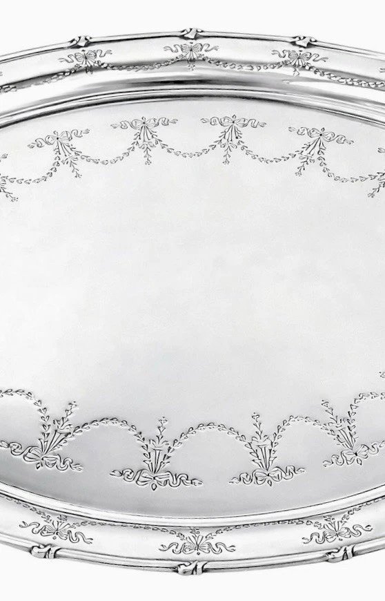 A Large Antique Engraved Sterling Silver Oval Tray Harrison Bros Sheffield 1912-photo-4