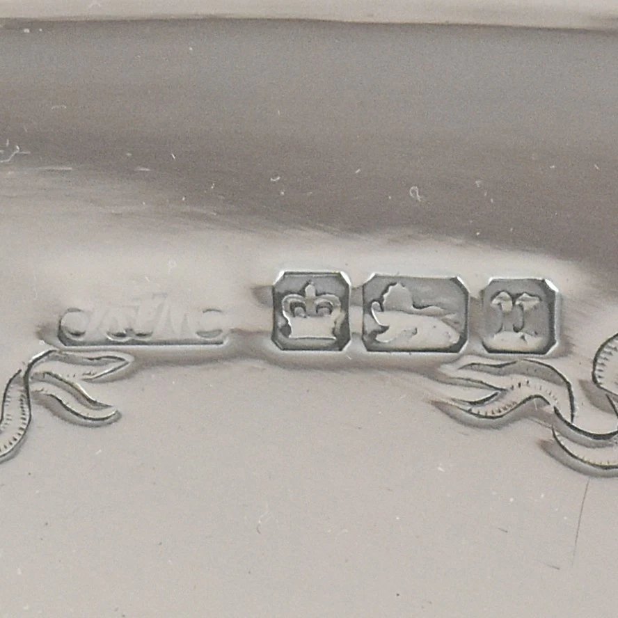 A Large Antique Engraved Sterling Silver Oval Tray Harrison Bros Sheffield 1912-photo-3