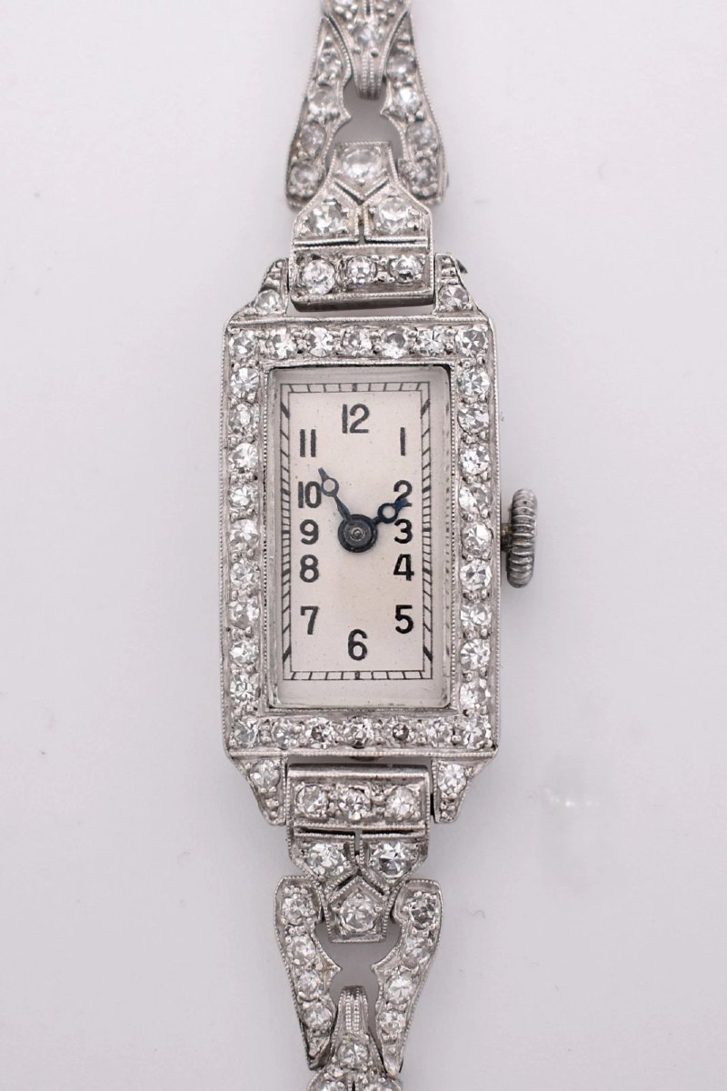 Art Deco Platinum Diamond Cocktail Watch 2.00ct Swiss Jewelled Lever C1930-photo-1