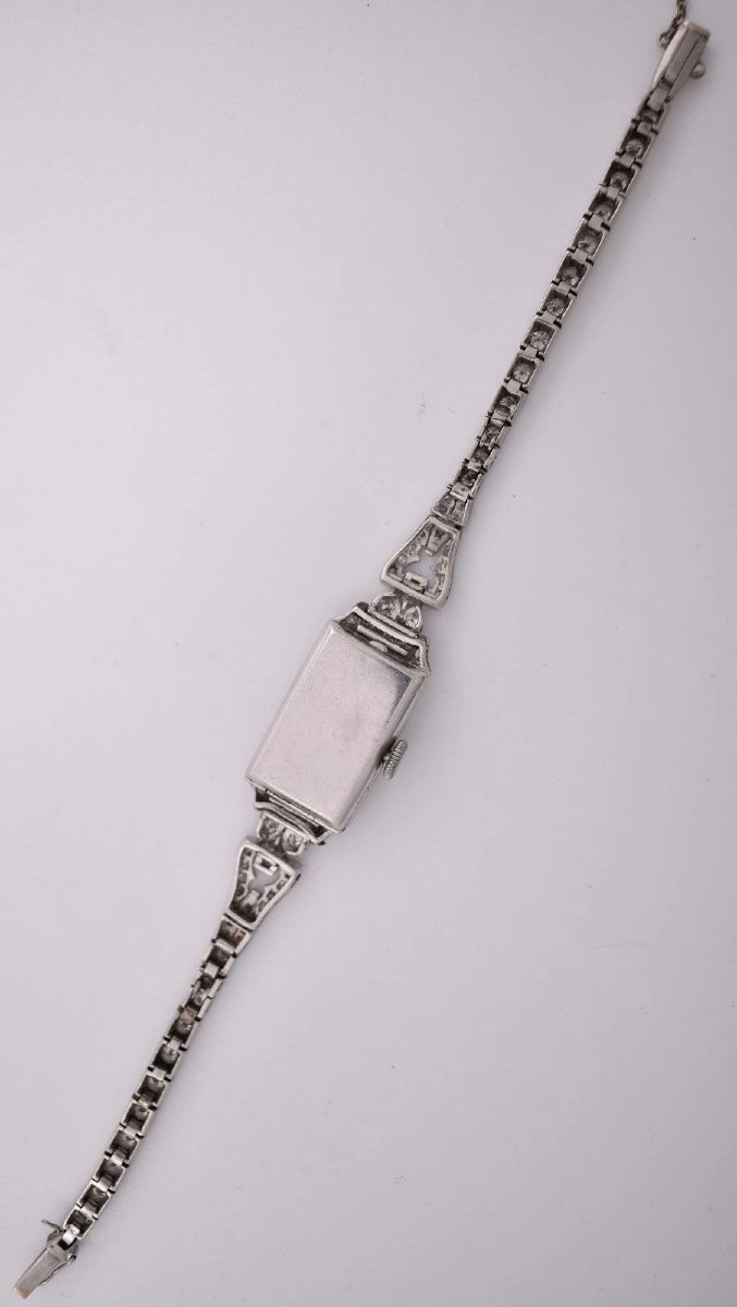 Art Deco Platinum Diamond Cocktail Watch 2.00ct Swiss Jewelled Lever C1930-photo-5