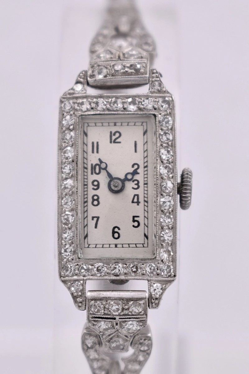 Art Deco Platinum Diamond Cocktail Watch 2.00ct Swiss Jewelled Lever C1930