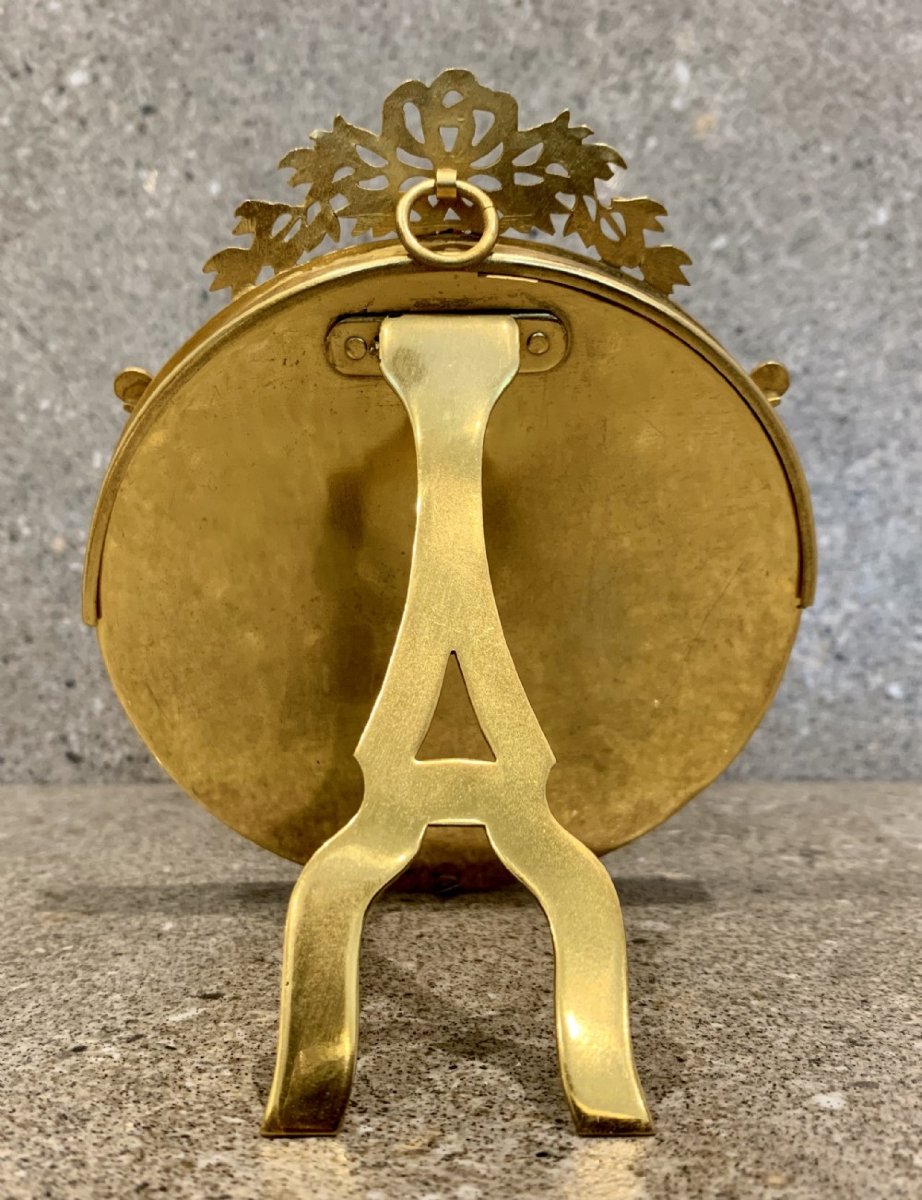 Paire de cadres photo Napoléon III en bronze doré et émail, vers 1840-photo-2