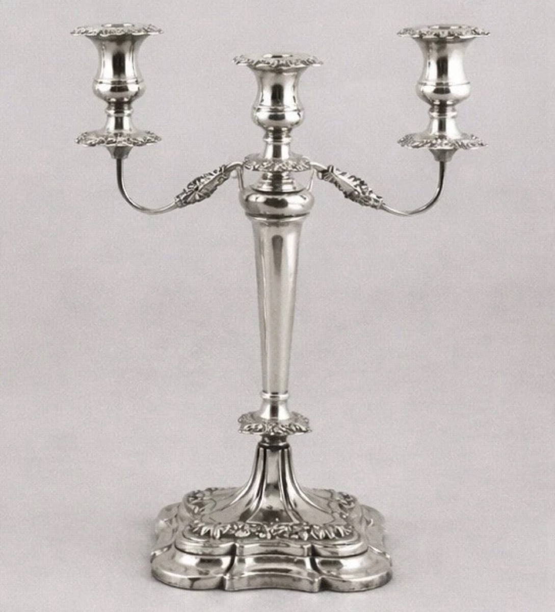 Large Pair Of Vintage Sterling Silver Three-light Candelabras-photo-5