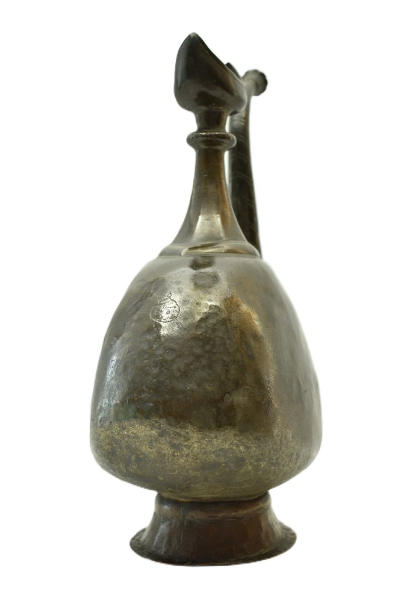 Antique Ottoman Bronze Islamic Ewer Pitcher Crescent Moon Finial Aftaba 32cm-photo-1
