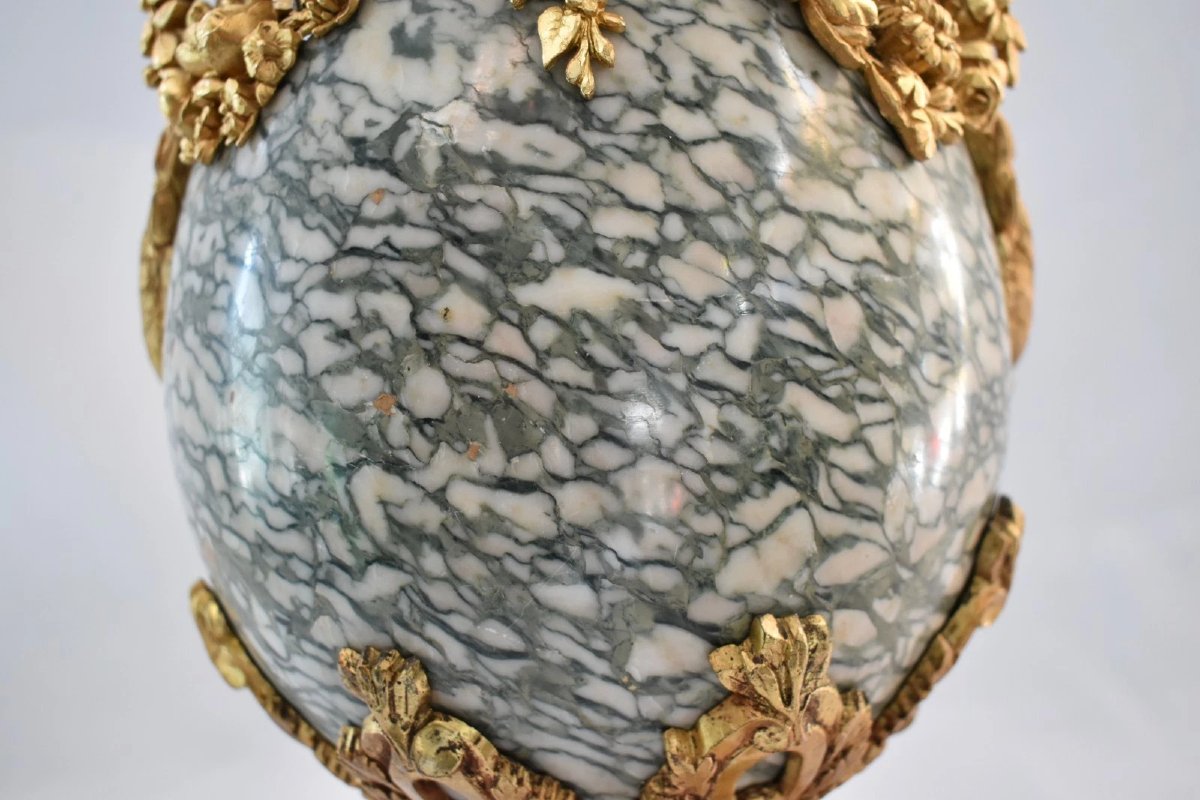 Paire de lampes cassette en marbre de style Louis XVI français du XIXe siècle, ornées de bronze-photo-8