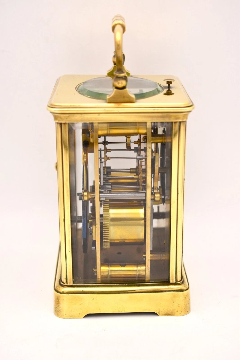 Pendule de voyage victorienne française à sonnerie, T. Martin & Co, numéro de série 3058, en ét-photo-2
