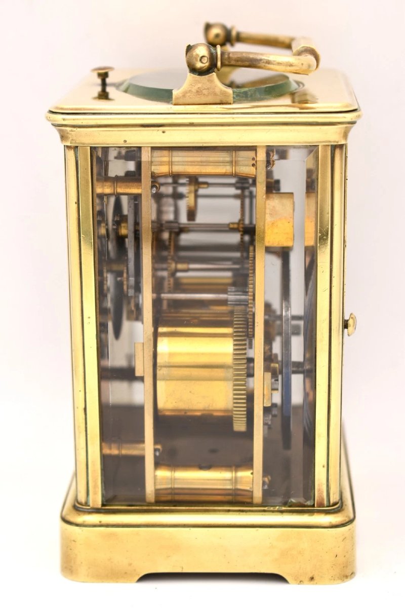 Pendule de voyage victorienne française à sonnerie, T. Martin & Co, numéro de série 3058, en ét-photo-4