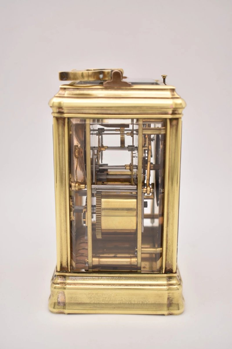 Antique French Bell Strike Repeating Carriage Clock Doucine Case Serial 2016-photo-3